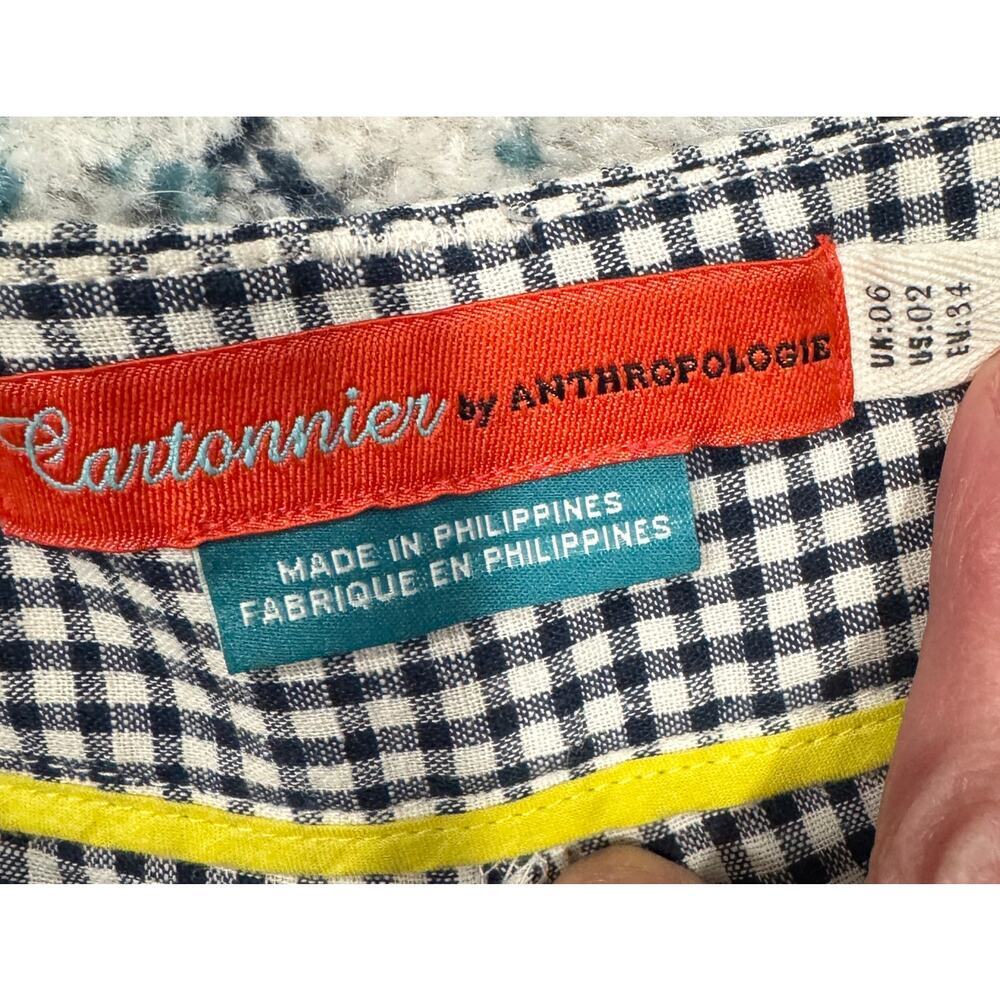 Cartonnier by Anthropologie Gingham Linen Tie Waist Cropped Pants Size 2 - Picture 5 of 5